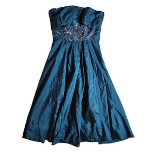 Y2k Betsey Johnson Evening Dress Blue Vintage Old Hollywood Glam - Size 4